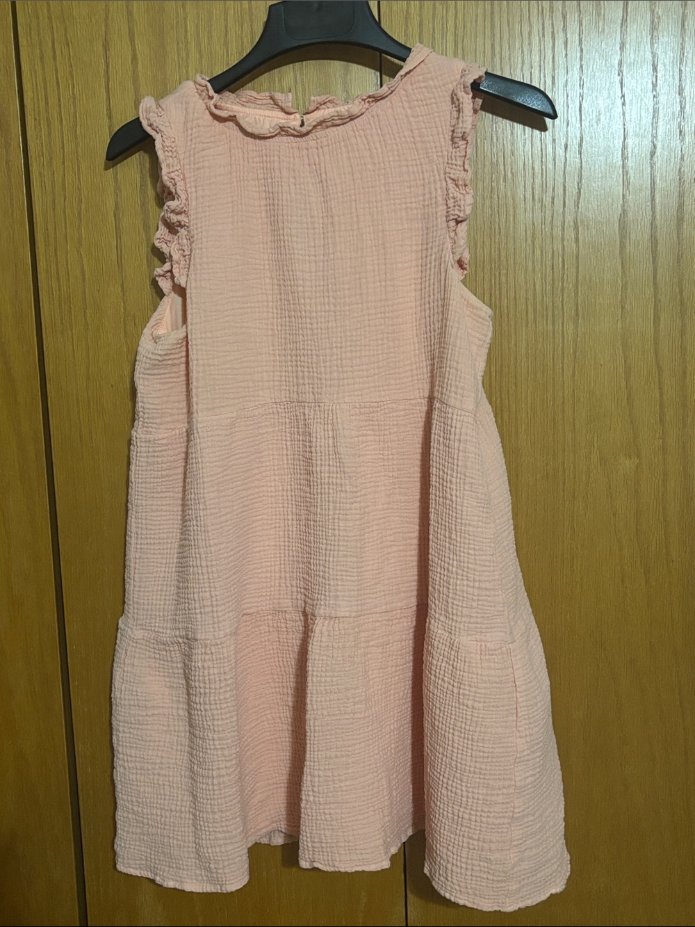 Socialite Girls' Blush Pink Ruffle Sleeve Casual Dress